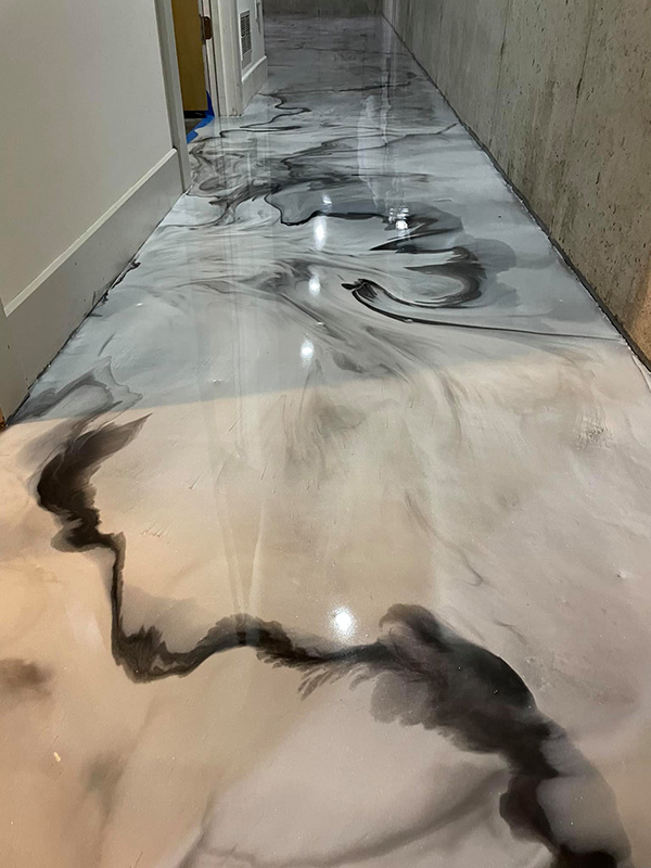 gray and black metallic epoxy floor coating