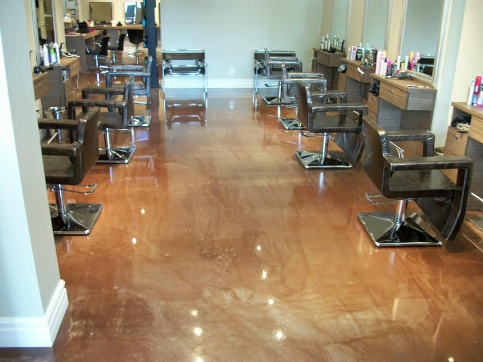 barbershop with showroom floor coating